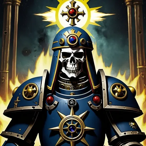 Prompt: A Warhammer 40k character who is the representation of the Judgement tarot, digital art