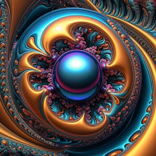 Prompt: A globular mass made of liquid steel is growing like an organic being, twisting in madness, 999×√(9)+9^(2)×π, fractal, hyperdetailed, ultra high resolution, masterpiece, bright colours, digital art, abstract art.