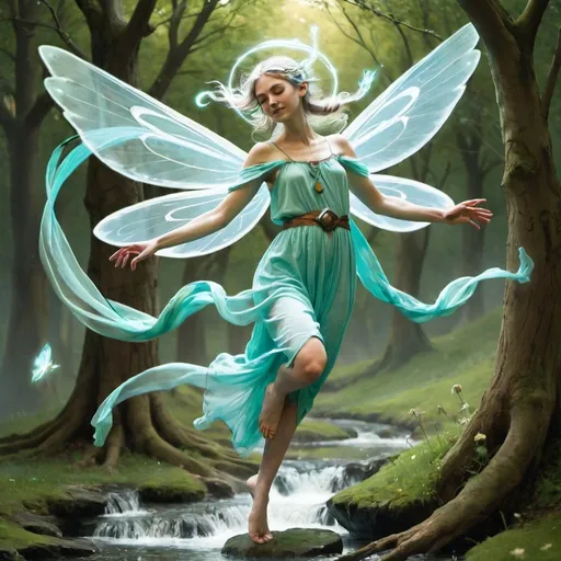 Prompt: A Sylph, the Spirit of the Aethyr, the Fool