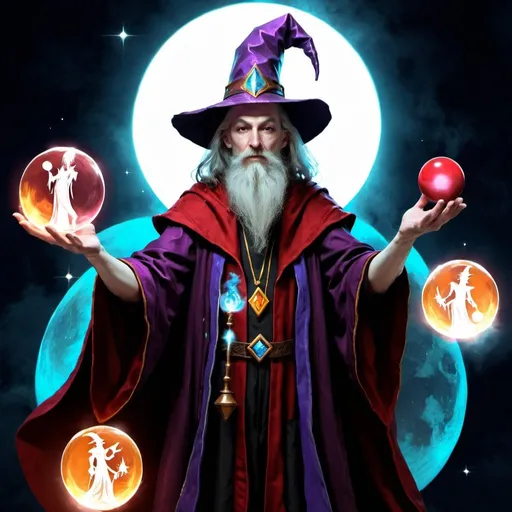 Prompt: A Wizard, the Magus of Power, the Juggler