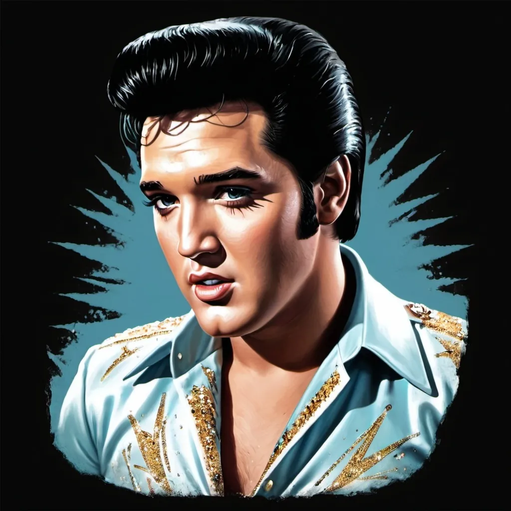 Prompt: Generate A wonderful Elvis Prisley T Shirt Design
