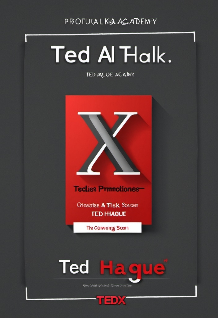 Prompt: Can you create a promotional poster for Ted talk event. The post should have the following text 

TEDxHAQUE ACADEMY. Coming soon