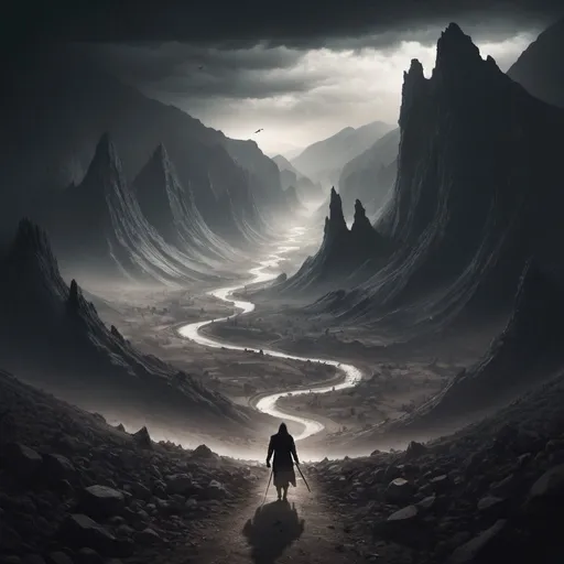 Prompt: Create an image of the valley of the shadow of death 