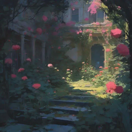 Prompt: illustration, abandoned garden, secret garden, nature, colorful, grunge, atey ghailan, Art by Jock,  pino daeni , art by lois van baarle and loish and ross tran , Charles Vess, Chiho Aoshima , Kay Nielsen, dark ambient, chiaroscuro, Simon Bisley, and H.R. Giger. insist artstation, art by stanley artgerm, painting by daniel f gerhartz,  art by Andrew Atroshenko, 

