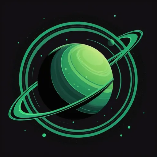 Prompt: green and black planet with rings in the style of 90s popart