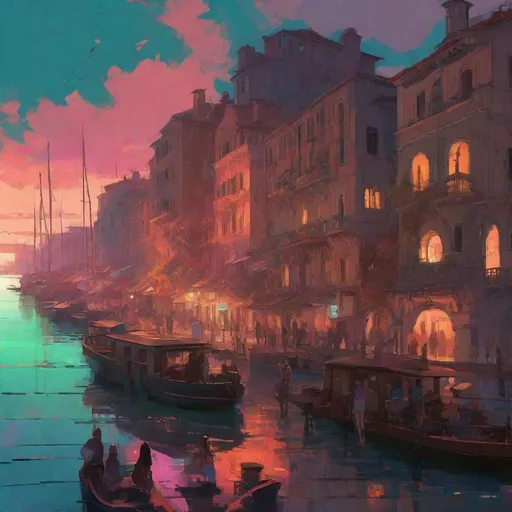 Prompt: illustration, utopian future steampunk city at sunset by the ocean, venice, nature, colorful, grunge, atey ghailan, Art by Jock,  pino daeni , art by lois van baarle and loish and ross tran , Charles Vess, Chiho Aoshima , Kay Nielsen, dark ambient, chiaroscuro, Simon Bisley, and H.R. Giger. insist artstation, art by stanley artgerm, painting by daniel f gerhartz,  art by Andrew Atroshenko, 

