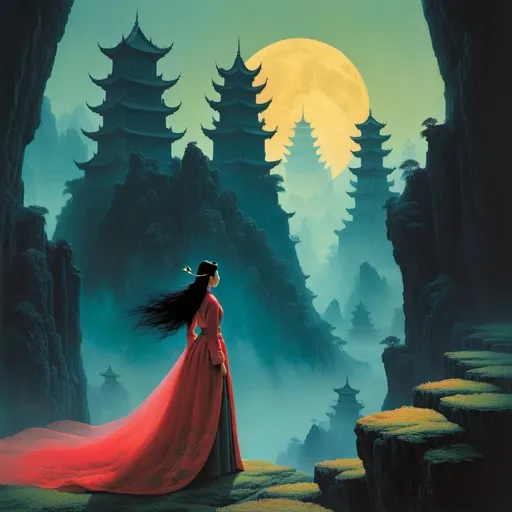 Prompt: mulan in the world of of Beksinski, harpers bazaar