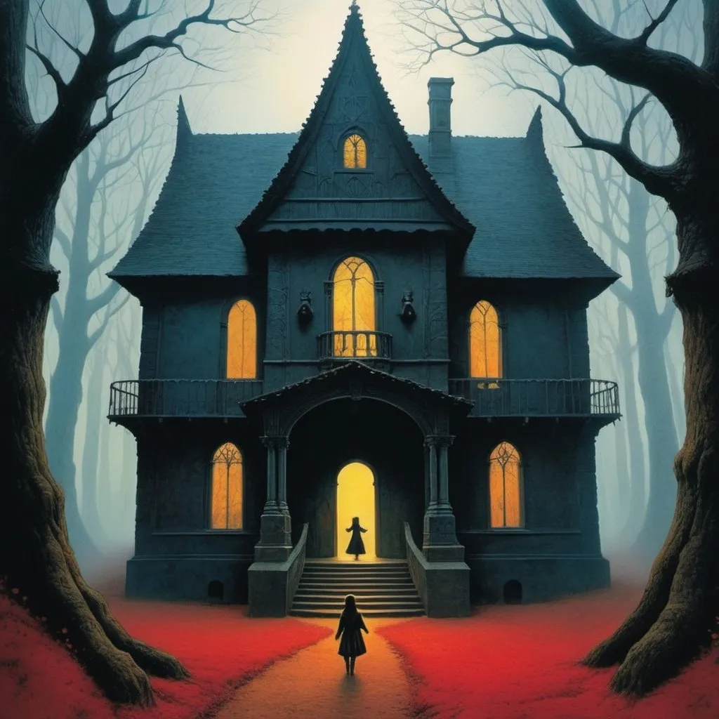 Prompt: hansel and gretel in the world of of Beksinski, harpers bazaar