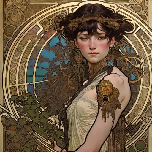 Prompt: warrior by alphonse mucha and chie yoshii and casey weldon and wlop : : ornate, masterpiece, rich colors, intricate, elegant, highly detailed, vogue art, fashion magazine, smooth, sharp focus, 8 k, octane render