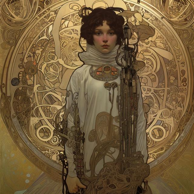 Prompt: lonely floating astronaut by alphonse mucha and gustav klimt and casey weldon and wlop : : ornate, masterpiece, rich colors, intricate, elegant, highly detailed, vogue art, fashion magazine, smooth, sharp focus, 8 k, octane render