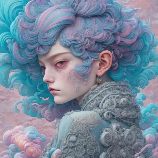 Prompt: cotton candy hair, by martine johanna and simon stalenhag and chie yoshii and casey weldon and wlop : : ornate, dynamic, particulate, Pâte de Verre magical particles, Contre-jour vapor smoke, masterpiece", rich colors, intricate, elegant, highly detailed, harper's bazaar art, fashion magazine, smooth, sharp focus, 8 k, octane render