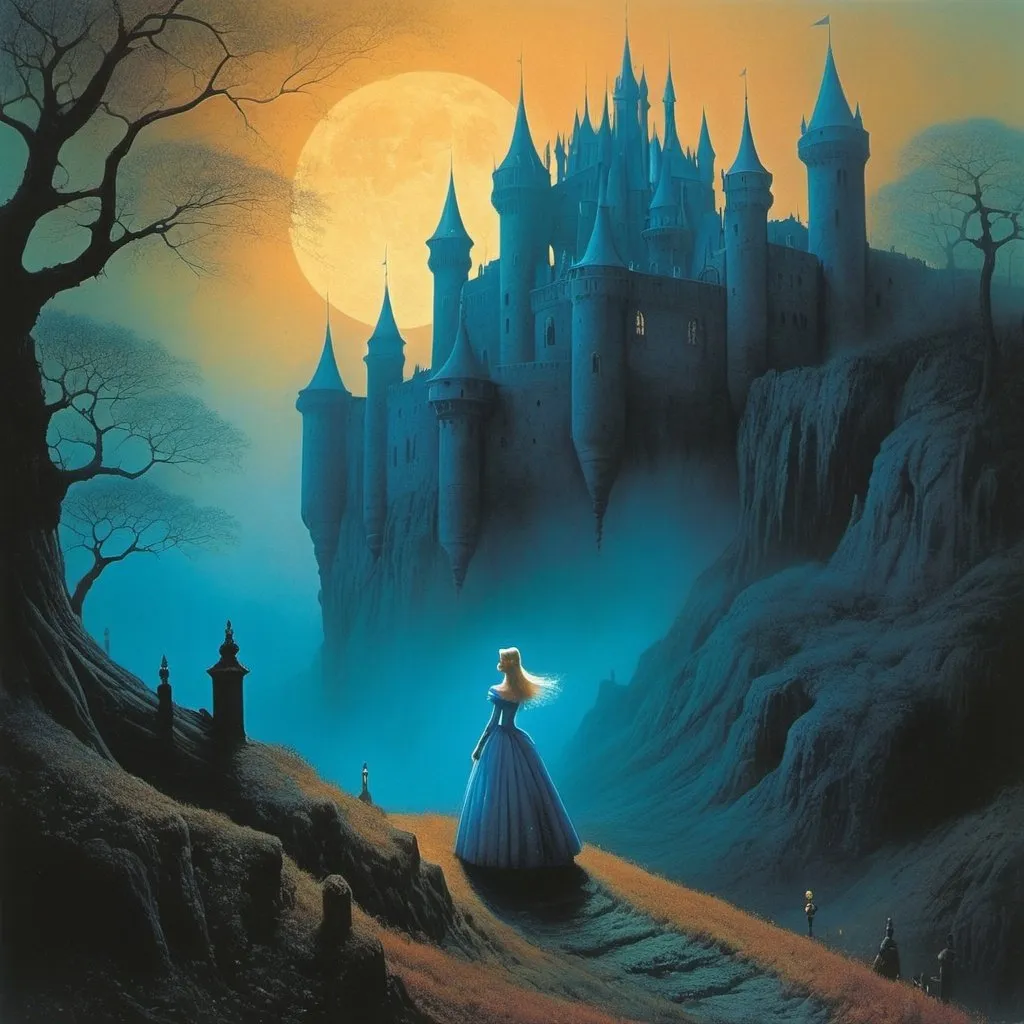 Prompt: cinderella in the world of of Beksinski, harpers bazaar