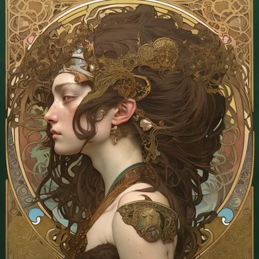 Prompt: badass female warrior by alphonse mucha and chie yoshii and casey weldon and wlop : : ornate, masterpiece, rich colors, intricate, elegant, highly detailed, vogue art, fashion magazine, smooth, sharp focus, 8 k, octane render
