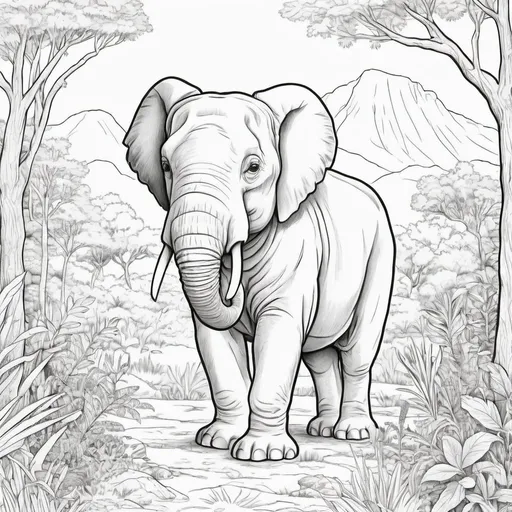 Prompt: animal in wild draw for colouring