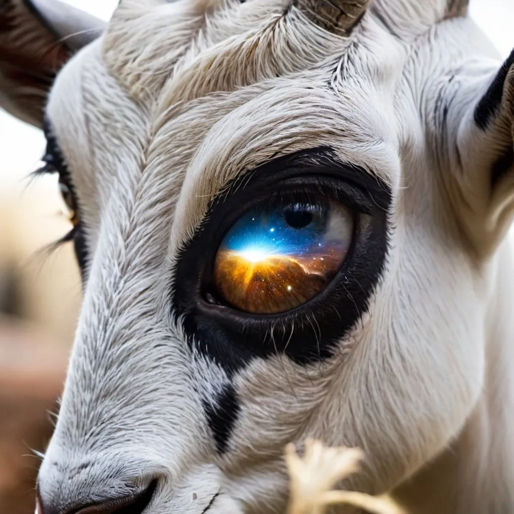 Prompt: the hidden universe in the eye of the goat