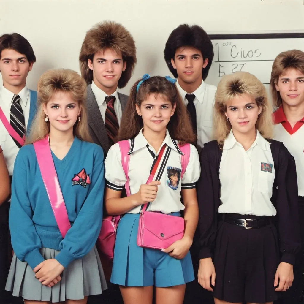 Prompt: picture 80s people   school


