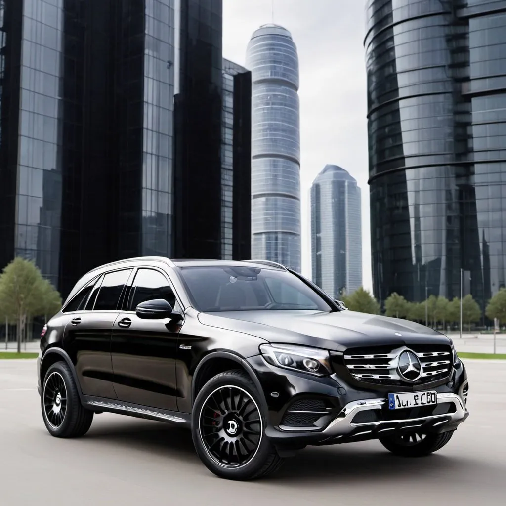 Prompt: black mercedes glc in a future city
