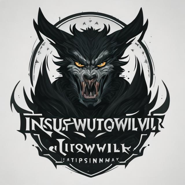 Prompt: inquisitive wereWolf product logo illustration Instant  PNG file