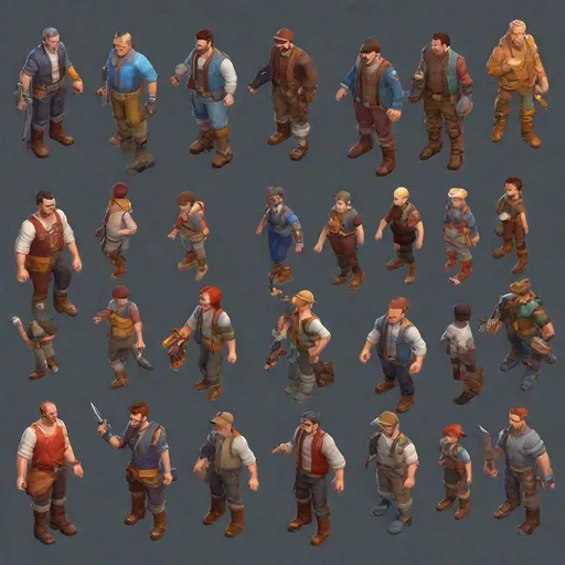 Prompt: Realistic game sprites, 
 [url=https://retrostylegames.com/outsourcing/3d-2d-game-sprites/]isometric sprites[/url] , detailed characters and environments, high quality, realism style, vibrant color palette, dynamic lighting, game-ready assets, ultra-detailed characters, immersive environments, professional art, pixel art, game development, game design, highres, vibrant colors, detailed animations, 3D rendering