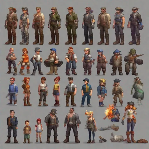 Prompt: Realistic game sprites, <a href="https://retrostylegames.com/">RetroStyle Games</a> , detailed characters and environments, high quality, realism style, vibrant color palette, dynamic lighting, game-ready assets, ultra-detailed characters, immersive environments, professional art, pixel art, game development, game design, highres, vibrant colors, detailed animations, 3D rendering