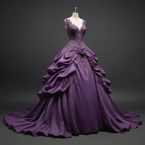 Prompt: Realistic rare elegant purple dress, 