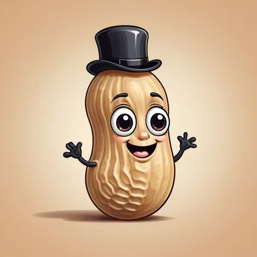 Prompt: A peanut in cartoon form that is like a baby with a top hat