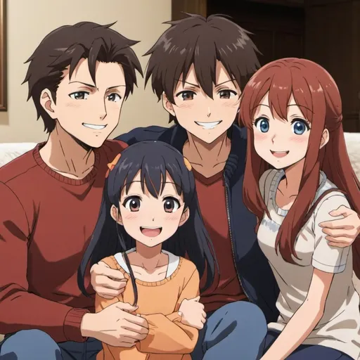 Prompt: An anime family happily enjoying each other’s company 