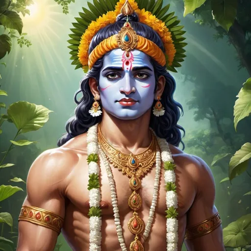 Prompt: A person who is God of agriculture and strength, brother of krishna is balram who is fair white skin 
