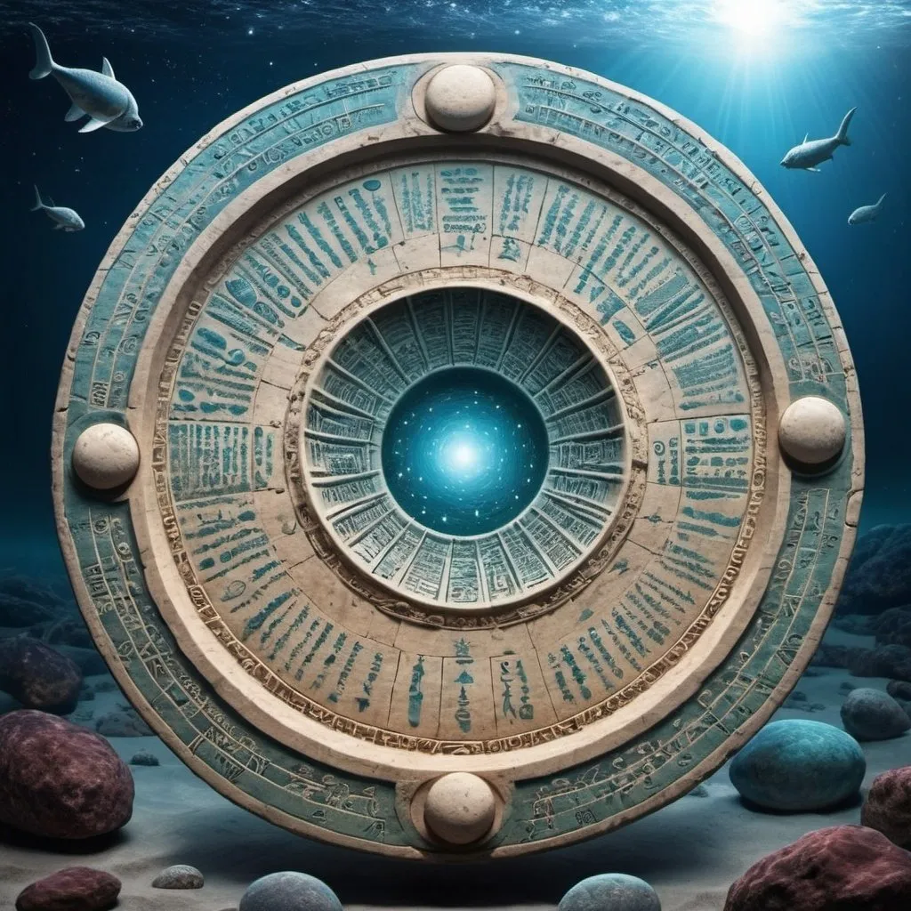 Prompt: ocean 
ancient tablets
universe


