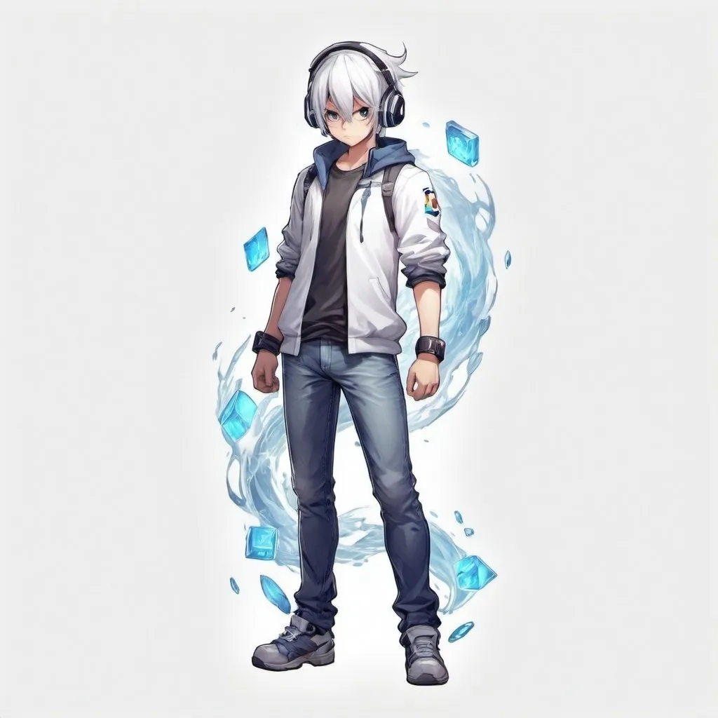 Prompt: Genera un personaje con el fondo transparente o blanco, que represente a un gamer, al estilo carton o anime