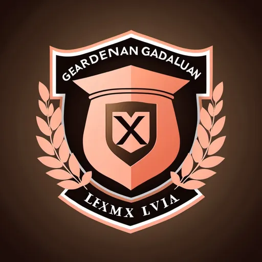 Prompt: Genera un logo para la graduaci�n de la promo XXVI, que tenga un estilo de escudo en color como marron y salmon