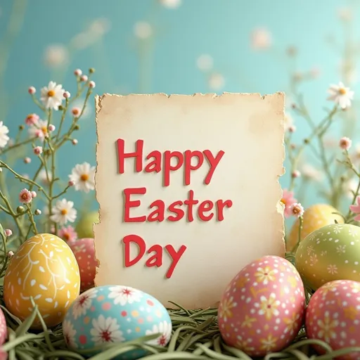 Prompt: Make me a photo and write on it فصح مجيد to celebrate the Easter day
