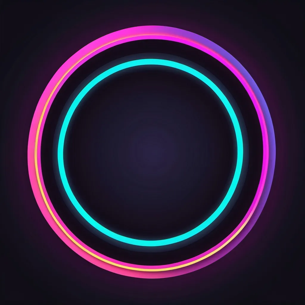 Prompt: Attractive circle with layered neon elements