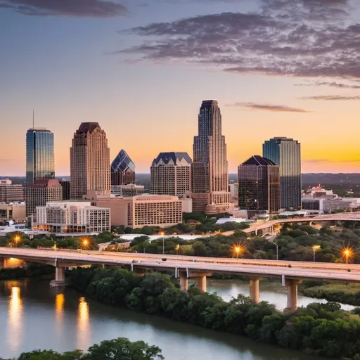 Prompt: austin texas skyline for B2B events networking and dinner