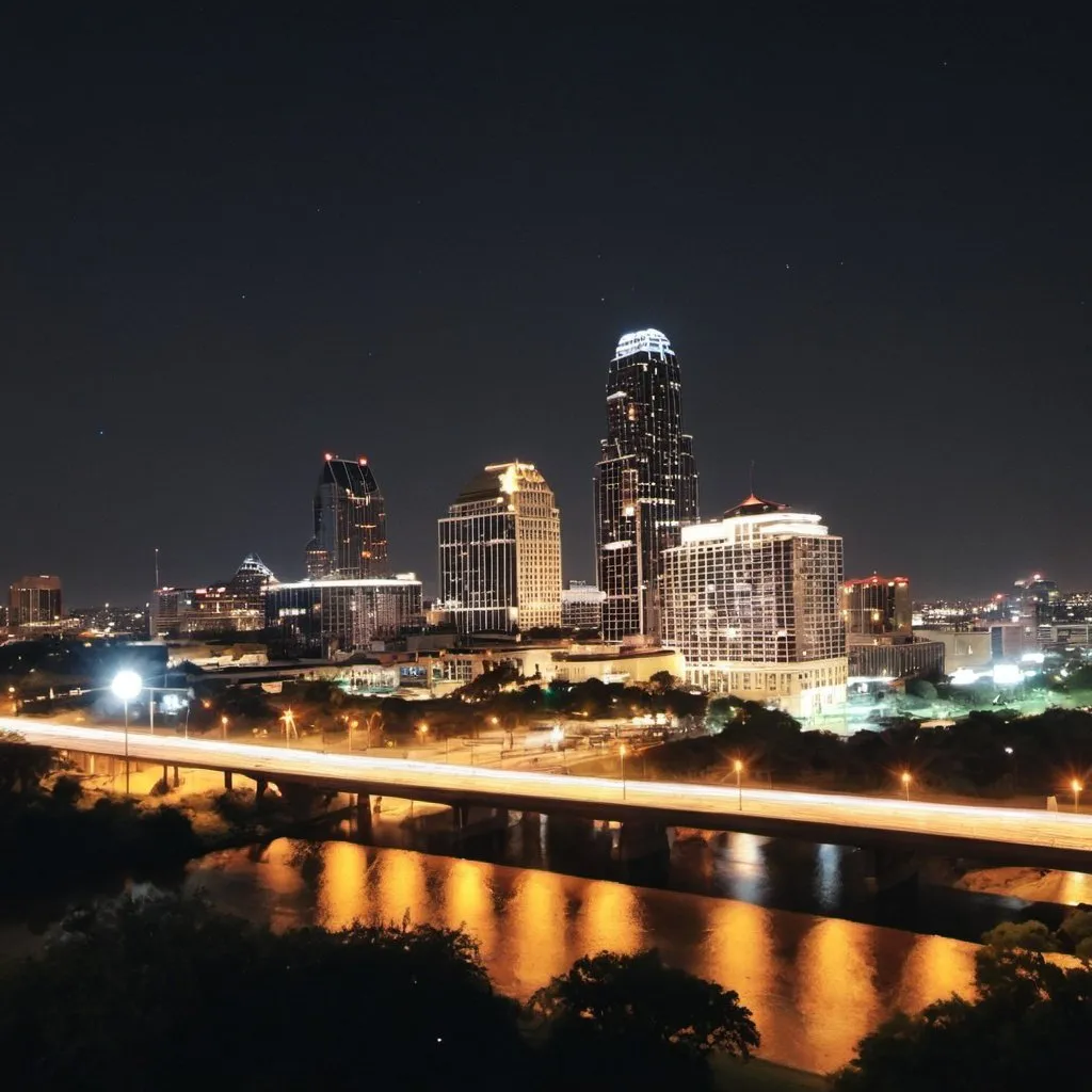 Prompt: austin texas night skyline for B2B events networking and dinner