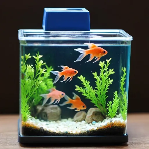 Prompt: teeny tiny aquarium with fish food

