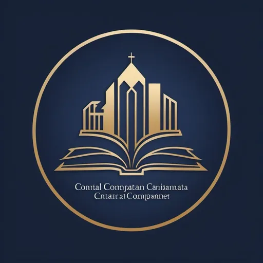 Prompt: Create a logo that features an open book or document at the center, symbolizing knowledge, documentation, and thoroughness. On the left side of the book/document, include a silhouette of a skyscraper to indicate corporate law, and on the right side, a house icon to signify real estate law. Overlaying the book or document, include a pen or quill to emphasize the clerical and documentation aspect of your services. Use navy blue as the primary color for the logo to evoke trust and professionalism, with gold accents for certain details to symbolize excellence. The background should be white for a clean and clear appearance. The company name should be in a modern, professional font, placed either above or below the main logo elements. The overall style should be modern and clean, with formal and elegant touches to reflect the seriousness and professionalism of the services offered
