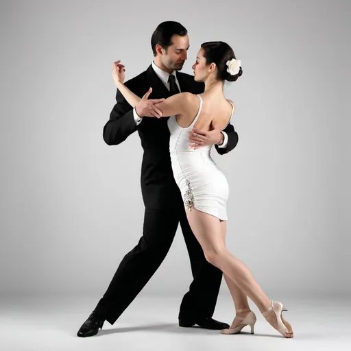 Prompt: create  two people dancing tango white in a beauta=iful tango pose
