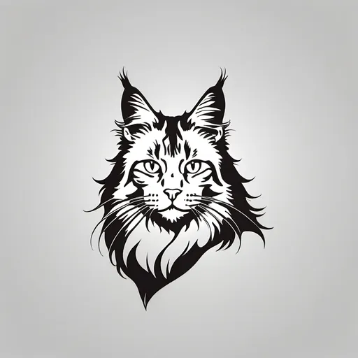 Prompt: A minimalistic and modern outline tracing the silhouette of a Maine Coon cat sitting gracefully. The outline captures the distinct large size and fluffy tail of the cat, set against a plain background, suitable for use in a logo.