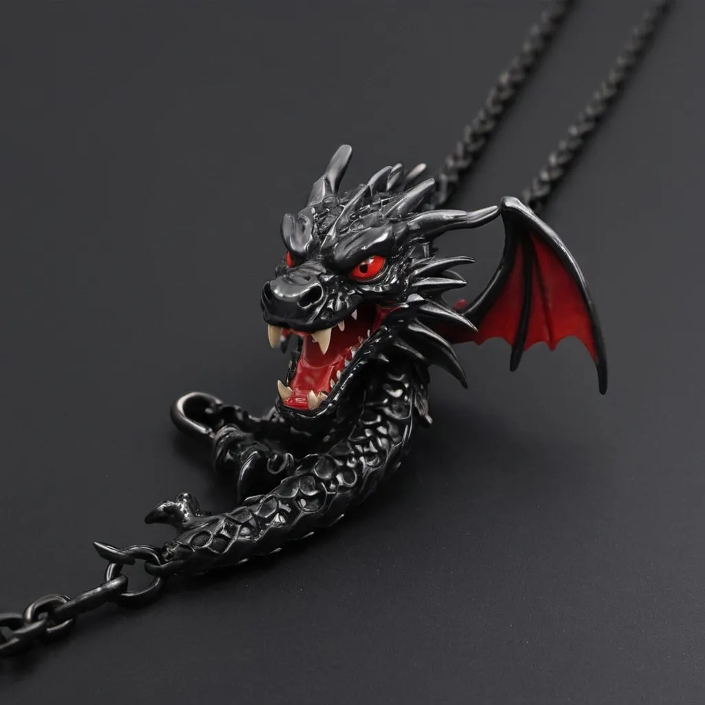 Prompt: red eyes black dragon chain