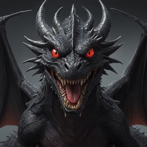 Prompt: red eyes black dragon