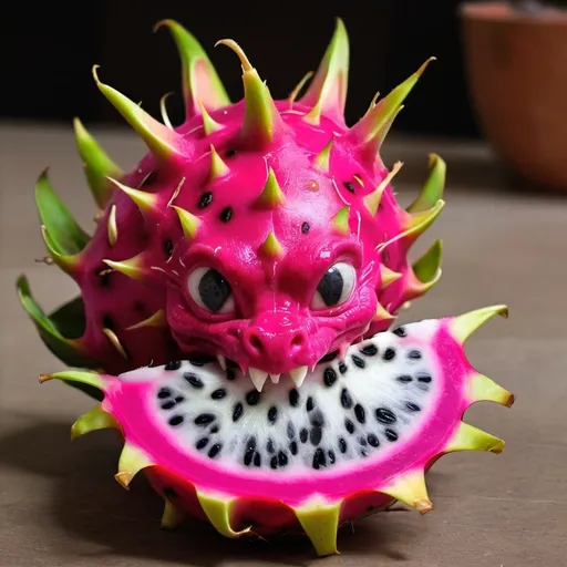 Prompt: Dragon fruit as a dragon