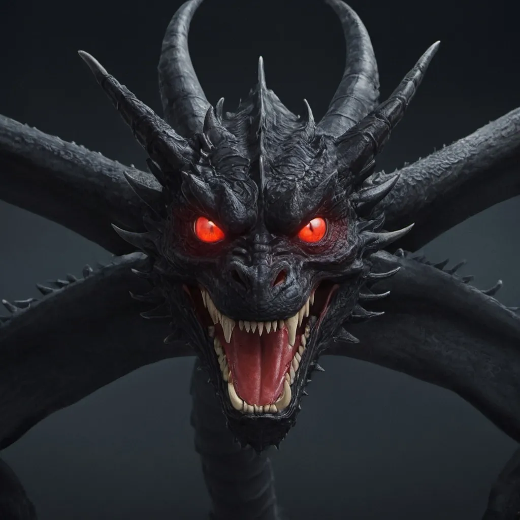 Prompt: red eyes black dragon