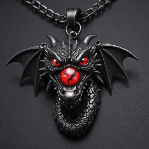 Prompt: red eyes black dragon chain