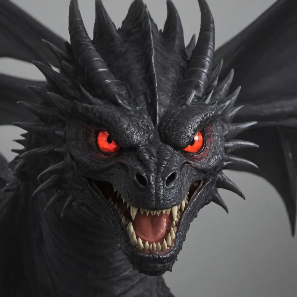 Prompt: red eyes black dragon