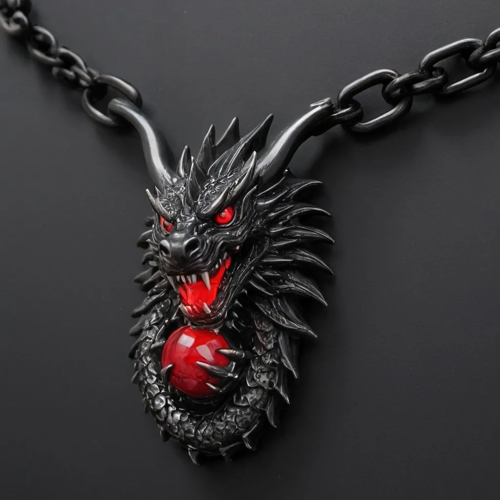 Prompt: red eyes black dragon chain