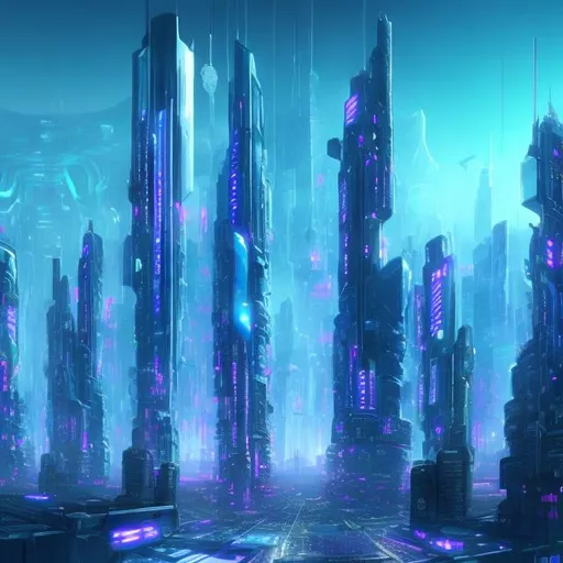 Prompt: Strahlim, a cyber city controlled by the mega corporations
