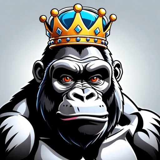 Prompt: A gaming profile picture of A cartoon gorilla with a kings crown on .  More cartoon style