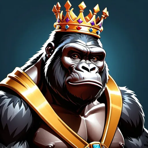 Prompt: A gaming profile picture of A cartoon gorilla with a kings crown on 