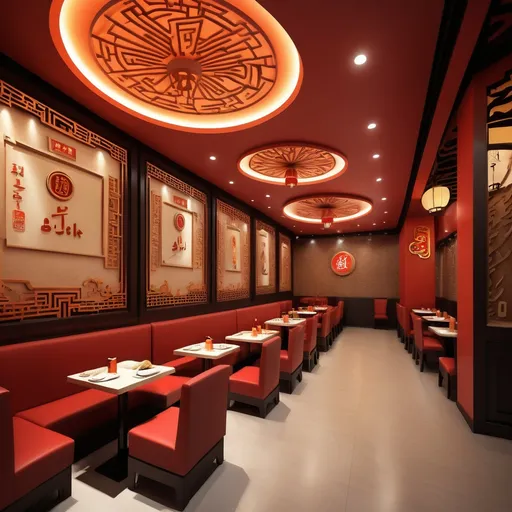 Prompt: A fast food restaurant called Al Baik in Chinese style Interior design